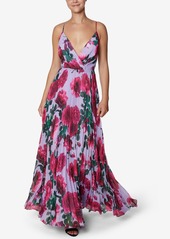 Laundry by Shelli Segal Floral-Print Chiffon Pleated Gown