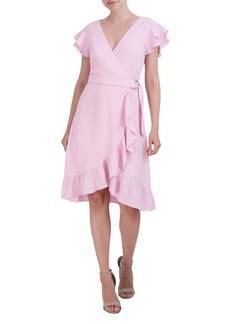Laundry by Shelli Segal Flutter Sleeve Faux Wrap Dress in Blush at Nordstrom Rack