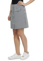 Laundry by Shelli Segal Gingham-Print Button-Front Skirt
