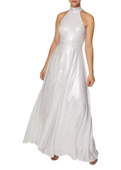 Laundry by Shelli Segal Iridescent Sleeveless Halter Gown