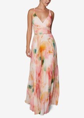 Laundry by Shelli Segal Marble Chiffon Pleated Gown