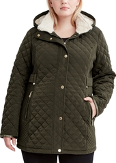 Laundry by Shelli Segal Plus Size Faux-Sherpa-Lined Quilted Coat