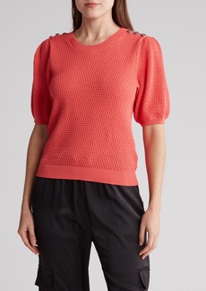 Laundry by Shelli Segal Puff Sleeve Button Shoulder Knit Top in Papaya at Nordstrom Rack