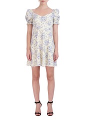 Laundry by Shelli Segal Puff Sleeve Stretch Cotton Dress in Wallpaper Bouquet at Nordstrom Rack