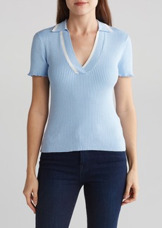 Laundry by Shelli Segal Ribbed Polo Sweater in Sky Blue at Nordstrom Rack