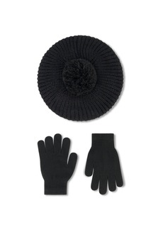 Laundry by Shelli Segal Women's Cozy Yarn Beret and Glove Set - Black
