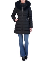 Laundry By Shelli Segal Women's Faux-Fur-Trim Hooded Puffer Coat - Noir