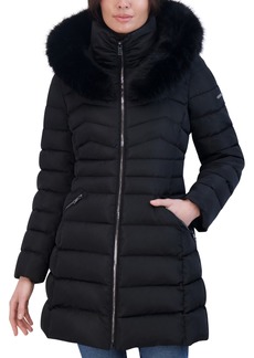 Laundry By Shelli Segal Women's Faux-Fur-Trim Hooded Puffer Coat - Noir