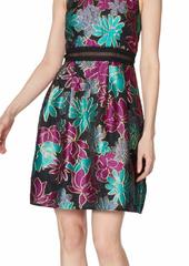 LAUNDRY BY SHELLI SEGAL Women's Jacquard Fit and Flare Dress with Lace Trim