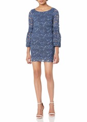 LAUNDRY BY SHELLI SEGAL Women's Lace Shift Dress with Bell Sleeve