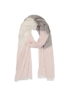 Laundry by Shelli Segal Women's Lightweight Wrap Color Block Striped Scarf with Shimmer Thread - Silverpink