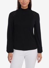 Laundry by Shelli Segal Women's Mock Neck Top with Blouson Sleeves