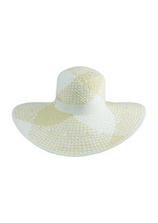 Laundry by Shelli Segal Women's Packable and Foldable 2-Toned Hand Woven Plaid Straw Sun hat - Ivory