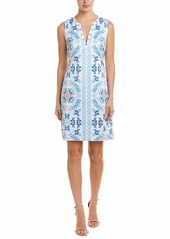 LAUNDRY BY SHELLI SEGAL Women's Printed Dress with Beaded Neckline