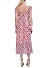 Laundry by Shelli Segal Women's Printed Hi-Low Ruffled Faux-Wrap Dress - Painterly Floral