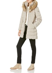 Laundry by Shelli Segal Laundry by i Segal Women's Puffer Jacket with Detachable Faux Fur Hood and Large Collar