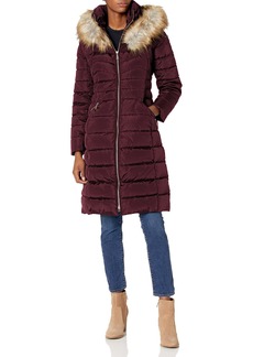 LAUNDRY BY SHELLI SEGAL Women's Puffer Jacket with Detachable Faux Fur Hood Collar