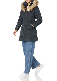Laundry by Shelli Segal Women's Puffer Jacket with Detachable Faux Fur Hood and  Collar