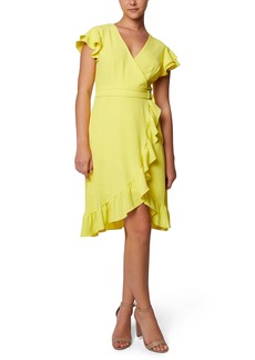 LAUNDRY BY SHELLI SEGAL womens Short Sleeve Asymmetrical Knee Length Wrap Dress   US