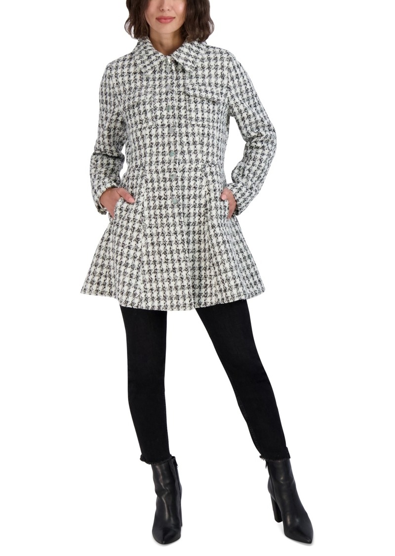 Laundry by Shelli Segal Women's Single-Breasted Skirted Tweed Coat - White/Black