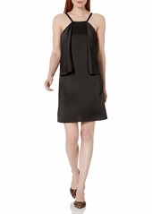 LAUNDRY BY SHELLI SEGAL Women's Sleeveless Slip Dress with Partial Popover