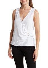 Laundry by Shelli Segal Wrap Top With Ring in White at Nordstrom Rack