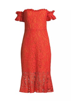 Laundry by Shelli Segal Off-The-Shoulder Lace Midi-Dress