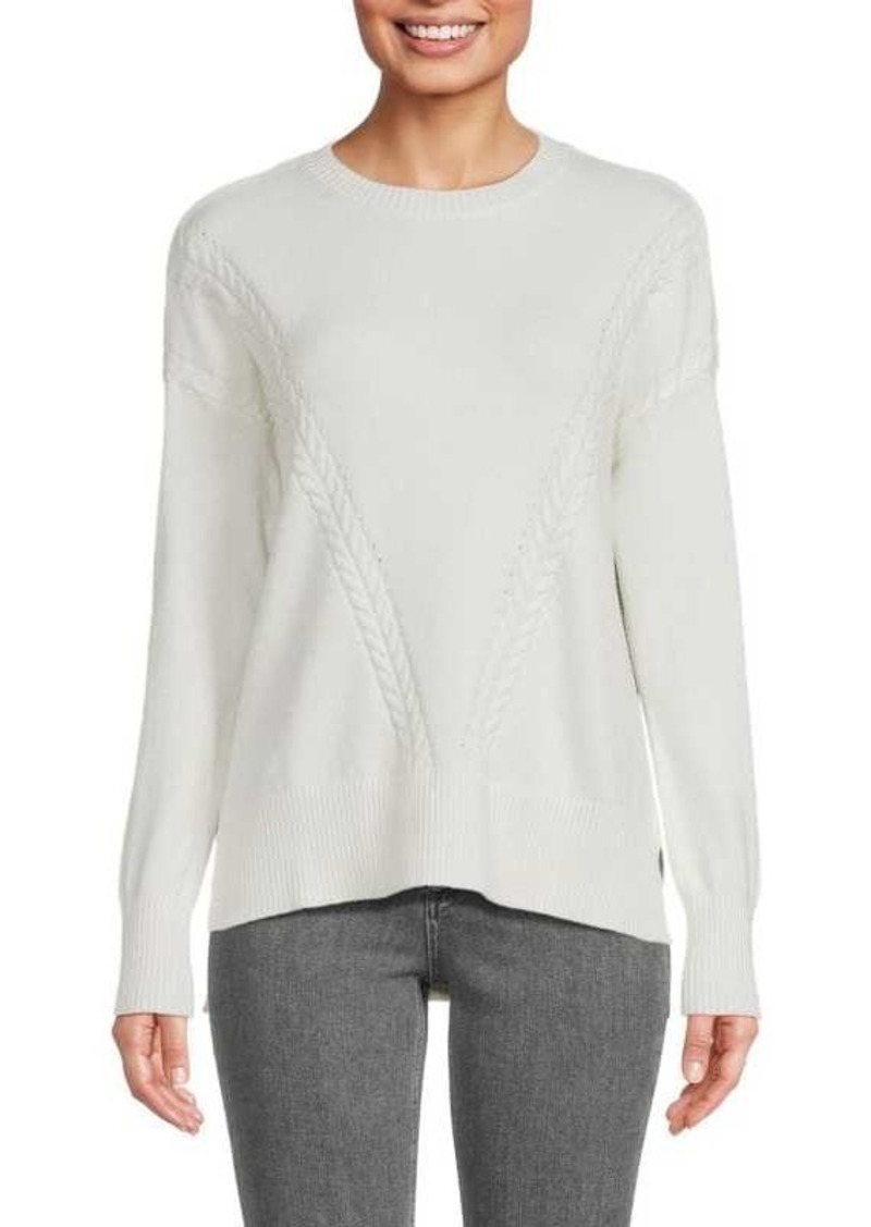 Laundry by Shelli Segal Open Knit Trim Knit Sweater