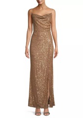 Laundry by Shelli Segal Sequined Cowlneck Gown