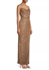 Laundry by Shelli Segal Sequined Cowlneck Gown