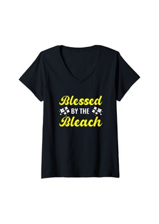 Laundry by Shelli Segal Womens Blessed By The Bleach Housekeeping Laundry Aide V-Neck T-Shirt