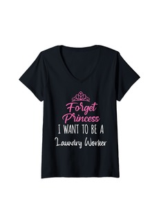 Laundry by Shelli Segal Womens Forget Princess I Want to be a Laundry Worker V-Neck T-Shirt