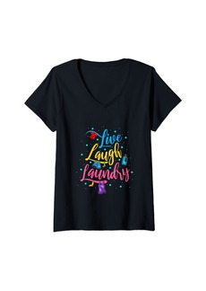 Laundry by Shelli Segal Womens Laundry Funny Was Clothes Washing Machine Fun Quote V-Neck T-Shirt