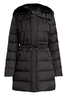 Laundry by Shelli Segal Women's Quilted Faux Fur Puffer Jacket Coat In Black