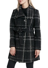 Laundry by Shelli Segal Womens Wool Blend Plaid Wrap Coat