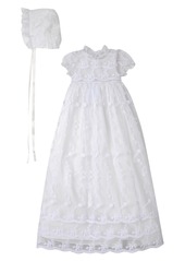 Infant Girl's Laura Ashley Embroidered Gown With Bonnet