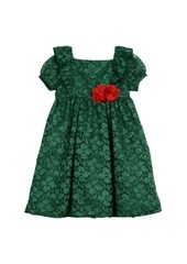 Laura Ashley Little Girls Lace with Ruffle and Puff Shoulder Dress