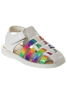 Laura Ashley Toddler Girls Hook and Loop Color Straps Closed Toe Sandals - White, Multi