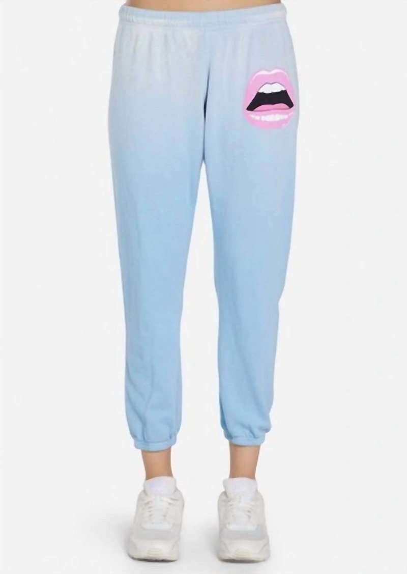 Lauren Moshi Alana Pant Pink Open Lip In Ice Blue Ombre