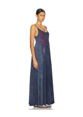 Lauren Moshi Berna Spaghetti A Line Maxi Dress Color Crystal Multi Stars