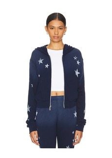 Lauren Moshi Lachelle Crop Zip Up Hoodie Vintage Stars