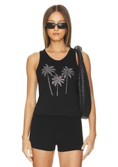 Lauren Moshi Luciana Crystal Palm Trees Fitted Tank