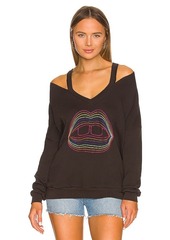 Lauren Moshi Patricia Cut Out V Neck Pullover