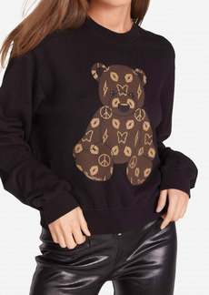 Lauren Moshi Travis Designer Bear In Black W/ Brown Motif