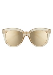 Le Specs Resumption 54mm Round Cat Eye Sunglasses in Stone/Gold Mirror at Nordstrom