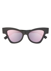 Le Specs Hourglass 51mm Polarized Cat Eye Sunglasses in Black Grass/Rose Mirror at Nordstrom