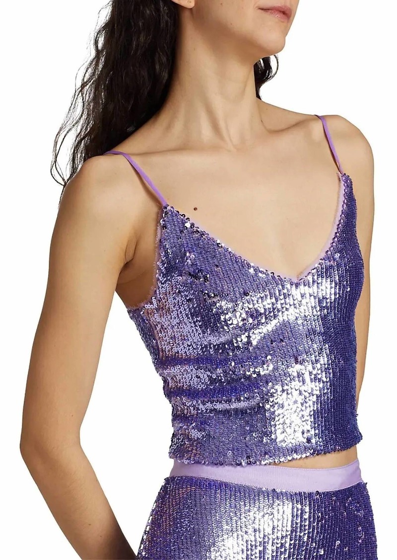 LE SUPERBE Lila Cami Top In Lila Sequins