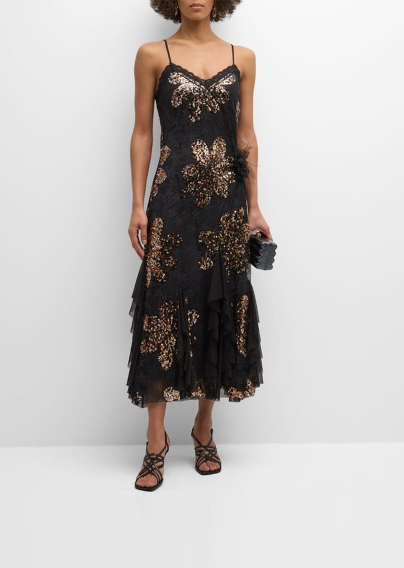 LE SUPERBE Naomi Godet Embellished Midi Dress