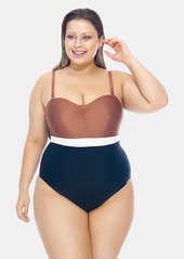Lehona Coloured Swimsuit With Padded Cups And Wide Straps - 22 - Also in: 16, 24, 20, 18