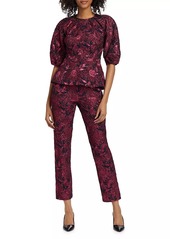 Lela Rose Demi Metallic Jacquard Pants